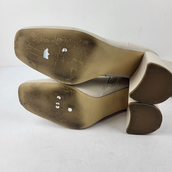 Steve Madden Lizah Boot Off White Faux Leather Knee High Block 10M - Picture 15 of 16